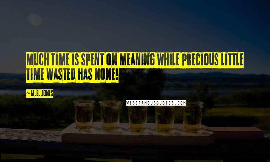 M.B.JONES Quotes: Much time is spent on meaning while precious little time wasted has none!