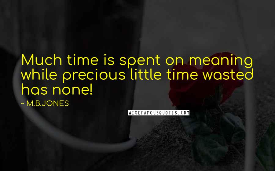 M.B.JONES Quotes: Much time is spent on meaning while precious little time wasted has none!