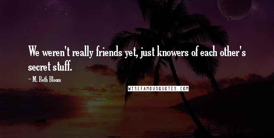 M. Beth Bloom Quotes: We weren't really friends yet, just knowers of each other's secret stuff.