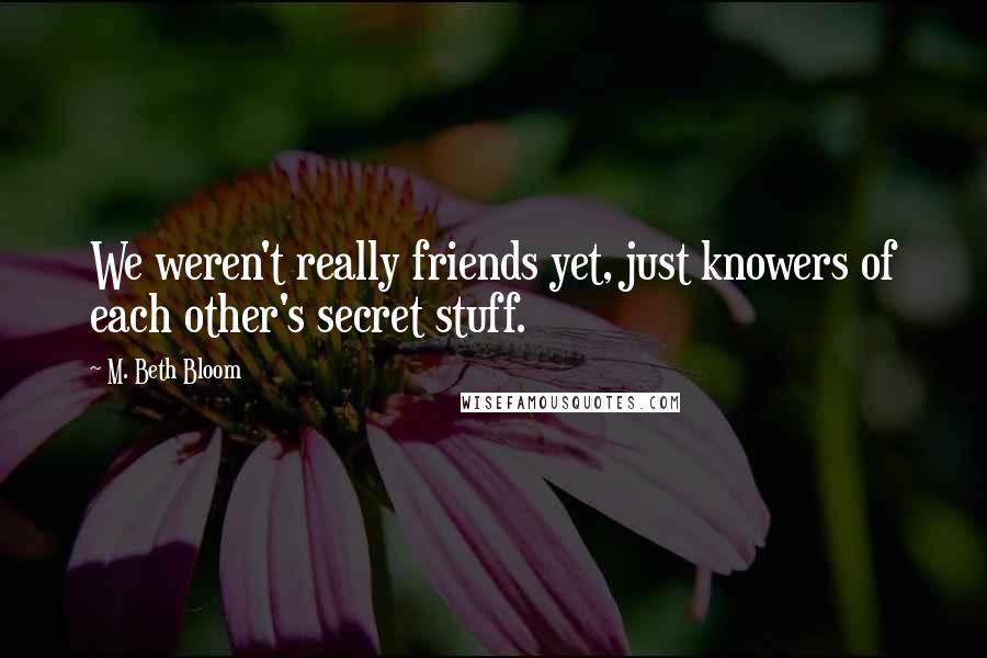 M. Beth Bloom Quotes: We weren't really friends yet, just knowers of each other's secret stuff.