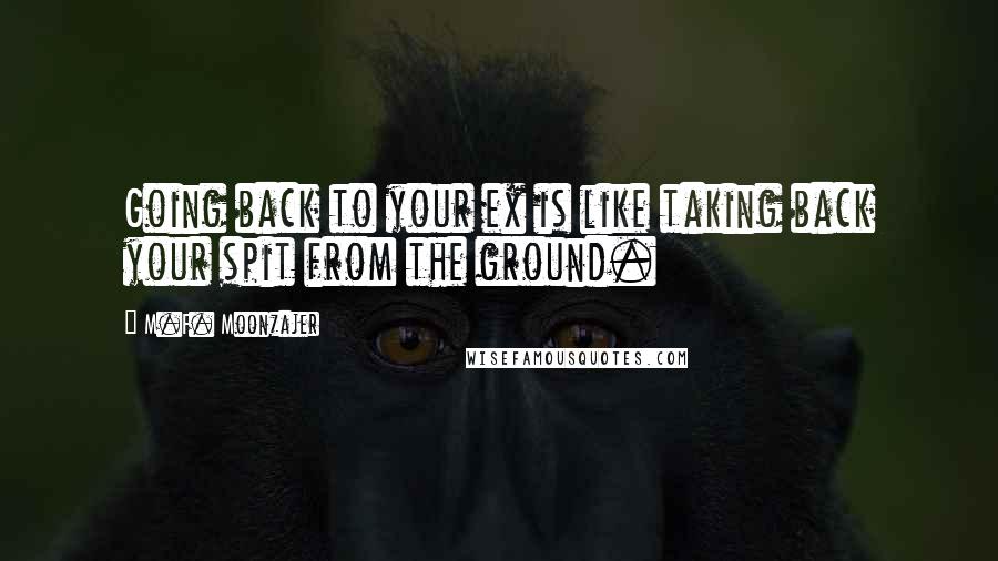 M.F. Moonzajer Quotes: Going back to your ex is like taking back your spit from the ground.