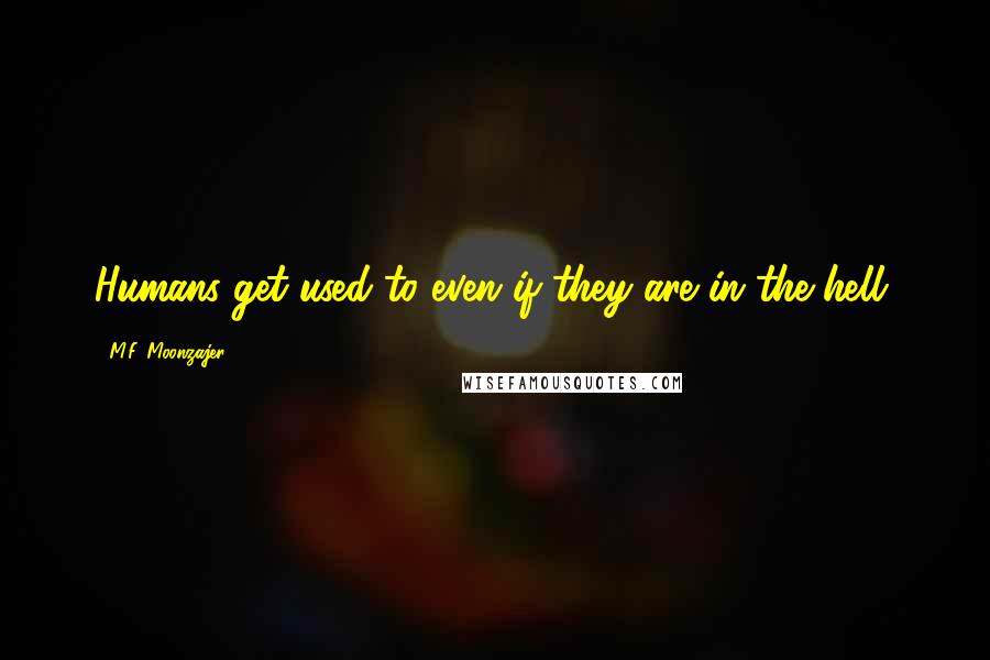 M.F. Moonzajer Quotes: Humans get used to even if they are in the hell.