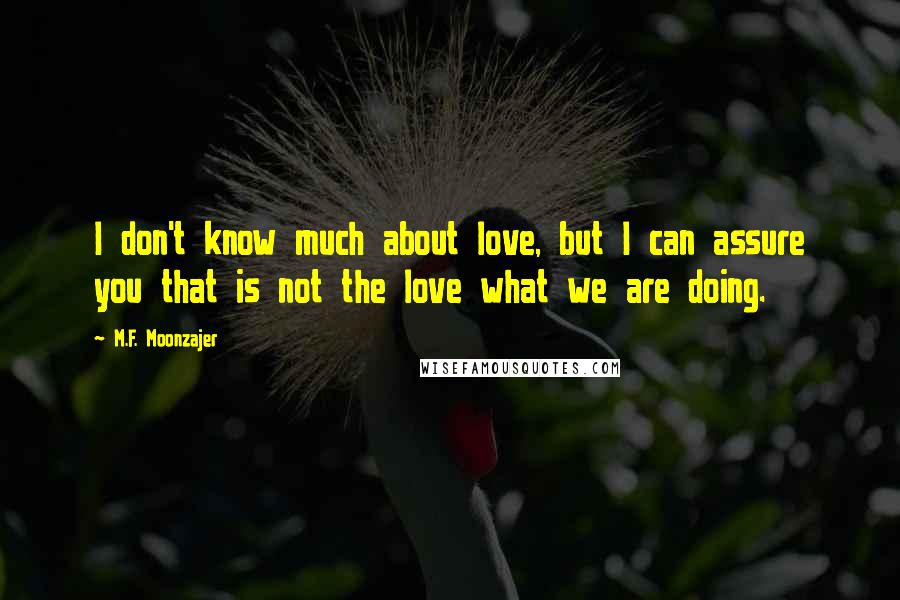 M.F. Moonzajer Quotes: I don't know much about love, but I can assure you that is not the love what we are doing.