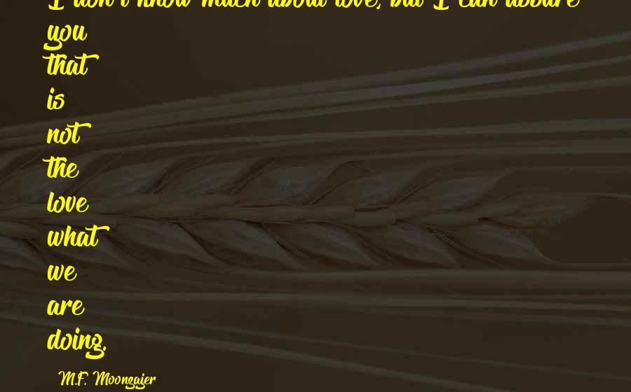 M.F. Moonzajer Quotes: I don't know much about love, but I can assure you that is not the love what we are doing.