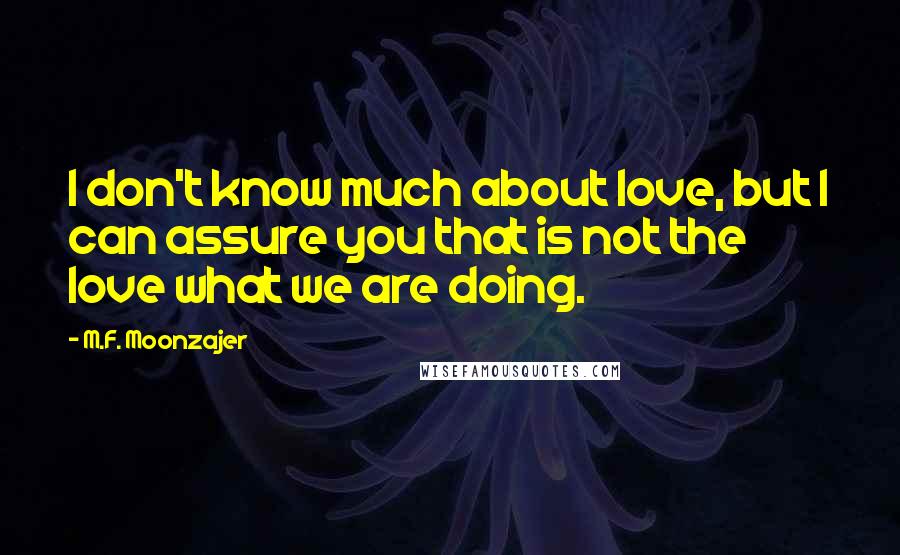 M.F. Moonzajer Quotes: I don't know much about love, but I can assure you that is not the love what we are doing.