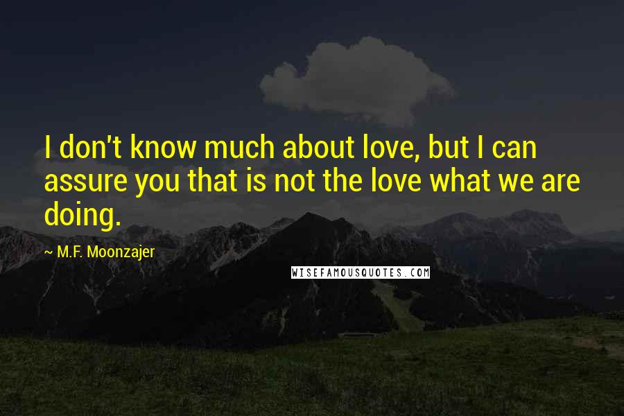 M.F. Moonzajer Quotes: I don't know much about love, but I can assure you that is not the love what we are doing.