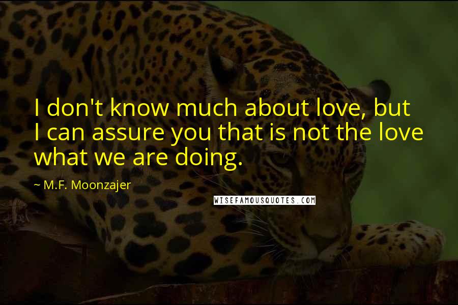 M.F. Moonzajer Quotes: I don't know much about love, but I can assure you that is not the love what we are doing.