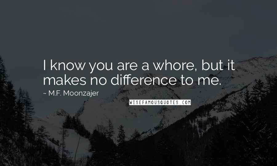 M.F. Moonzajer Quotes: I know you are a whore, but it makes no difference to me.