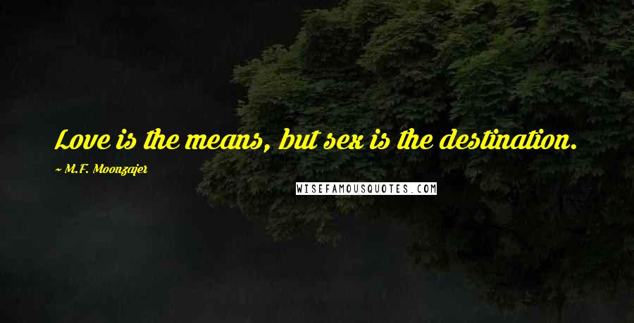 M.F. Moonzajer Quotes: Love is the means, but sex is the destination.