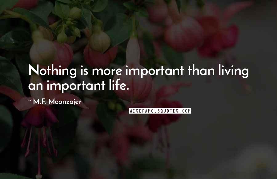 M.F. Moonzajer Quotes: Nothing is more important than living an important life.