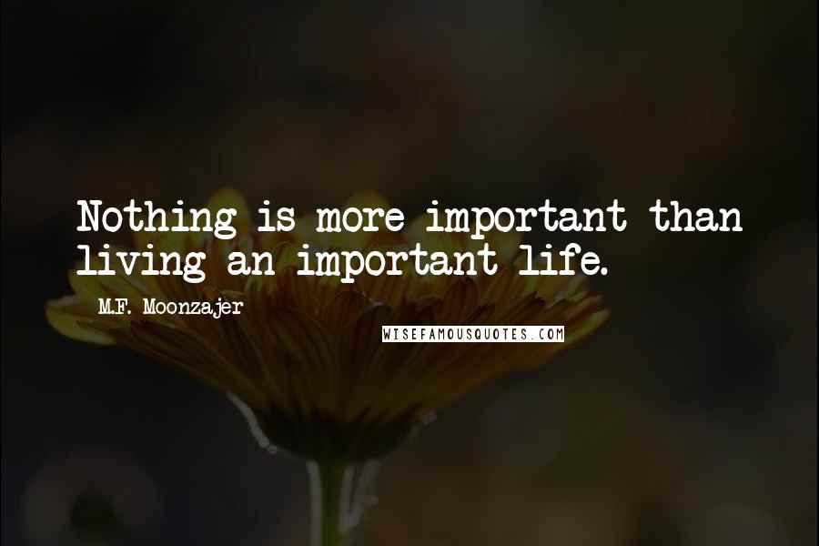 M.F. Moonzajer Quotes: Nothing is more important than living an important life.