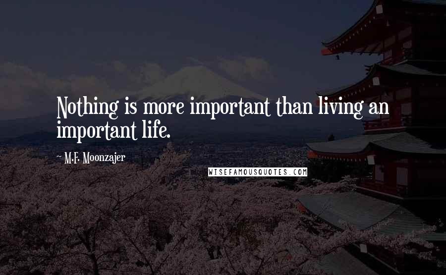 M.F. Moonzajer Quotes: Nothing is more important than living an important life.