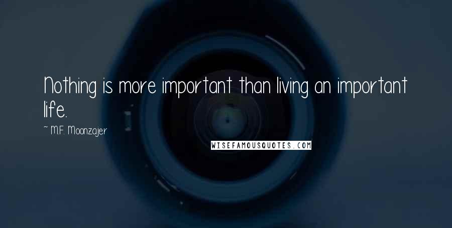 M.F. Moonzajer Quotes: Nothing is more important than living an important life.