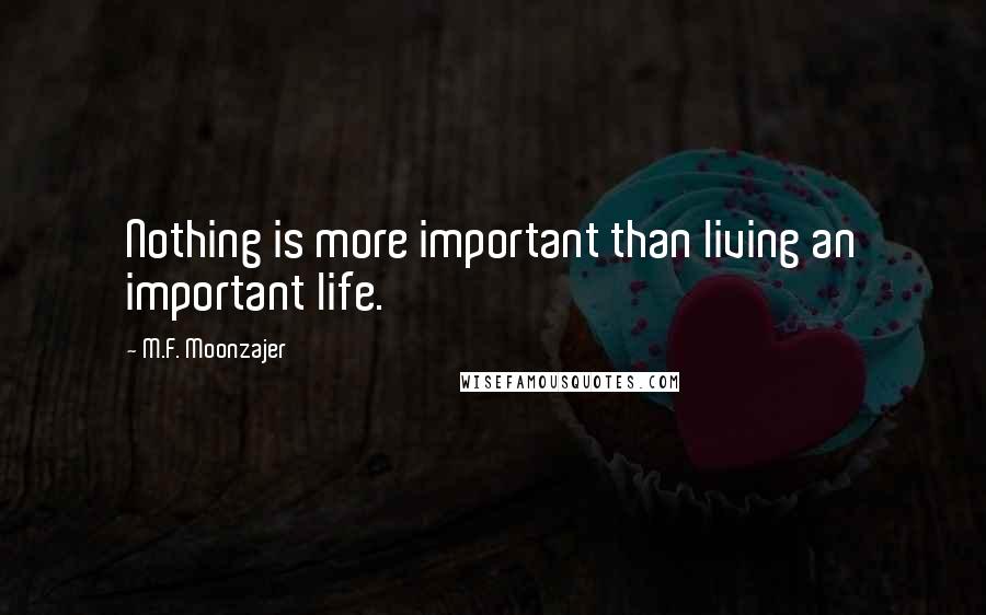 M.F. Moonzajer Quotes: Nothing is more important than living an important life.