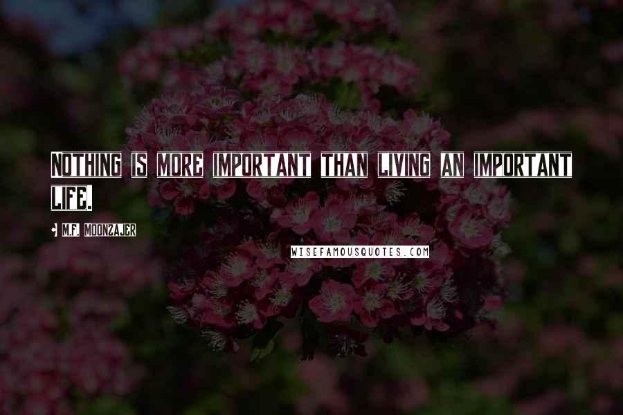 M.F. Moonzajer Quotes: Nothing is more important than living an important life.