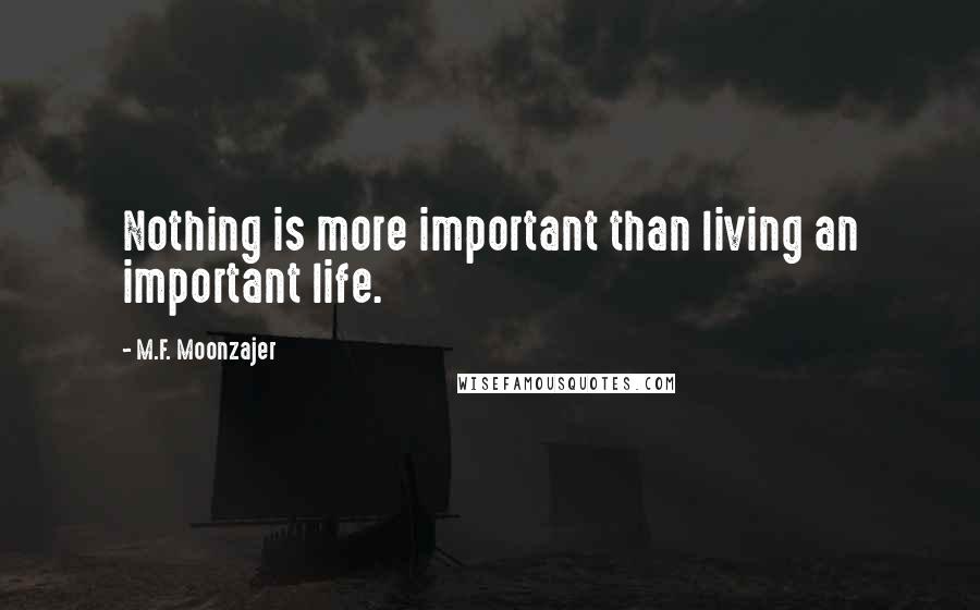 M.F. Moonzajer Quotes: Nothing is more important than living an important life.