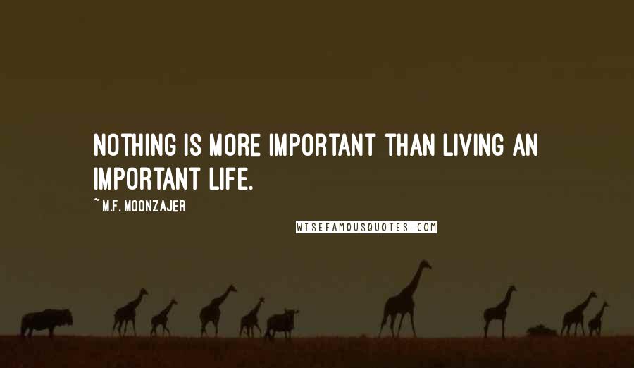 M.F. Moonzajer Quotes: Nothing is more important than living an important life.