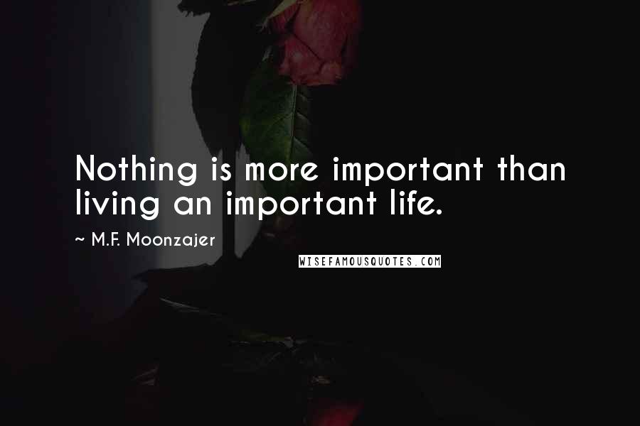 M.F. Moonzajer Quotes: Nothing is more important than living an important life.
