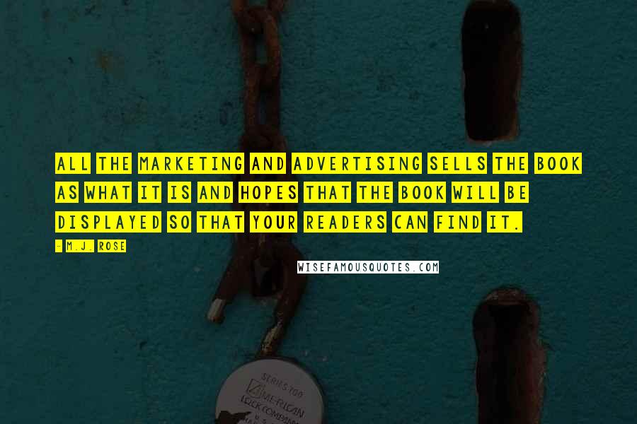 M.J. Rose Quotes: All the marketing and advertising sells the book as what it is and hopes that the book will be displayed so that your readers can find it.