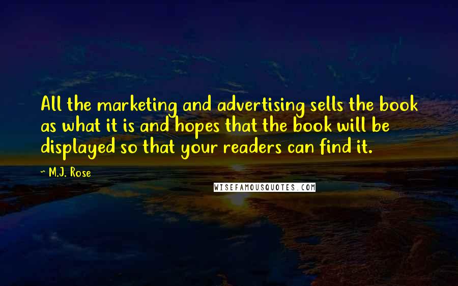 M.J. Rose Quotes: All the marketing and advertising sells the book as what it is and hopes that the book will be displayed so that your readers can find it.