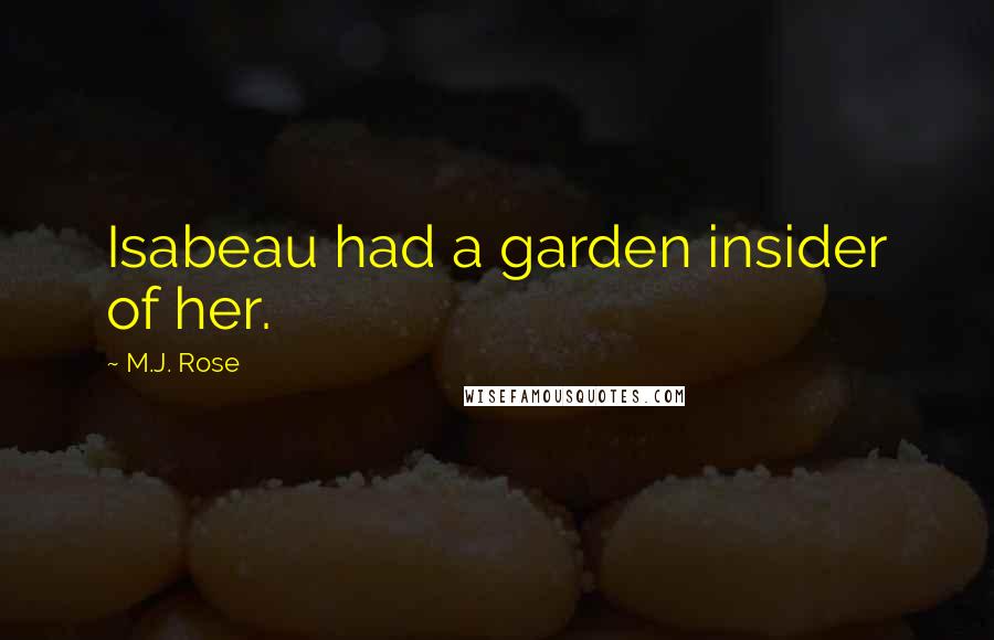 M.J. Rose Quotes: Isabeau had a garden insider of her.