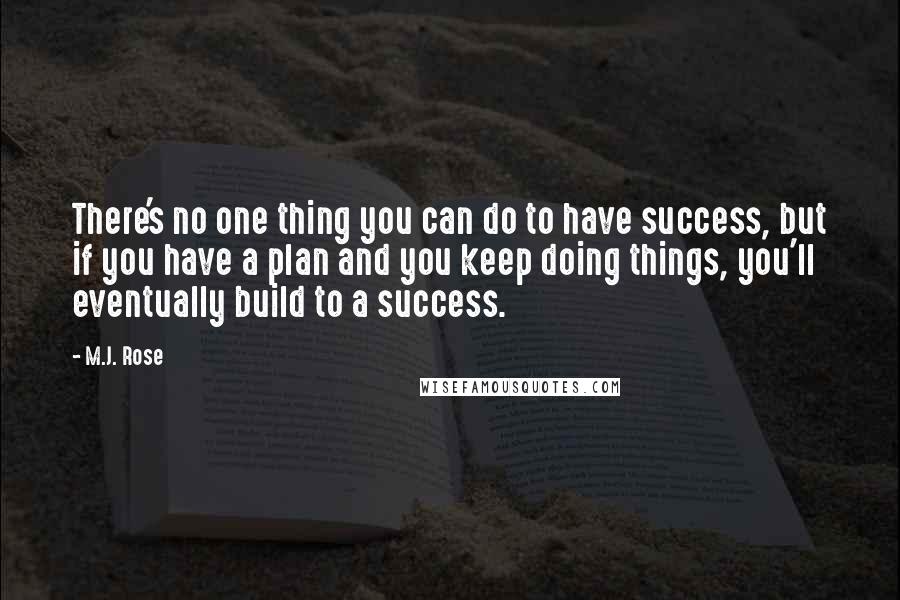 M.J. Rose Quotes: There's no one thing you can do to have success, but if you have a plan and you keep doing things, you'll eventually build to a success.