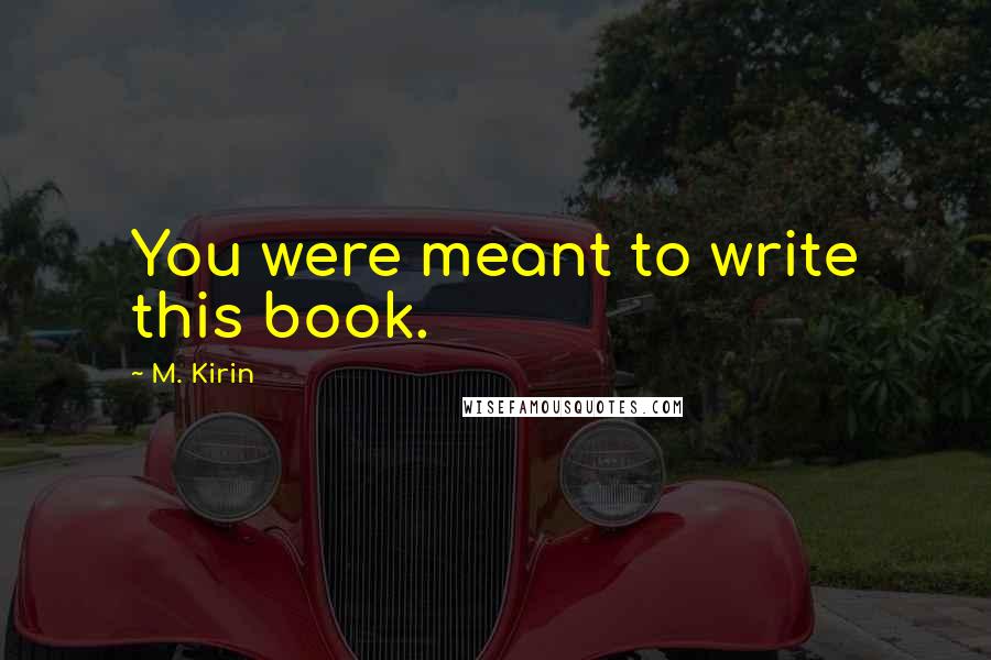M. Kirin Quotes: You were meant to write this book.