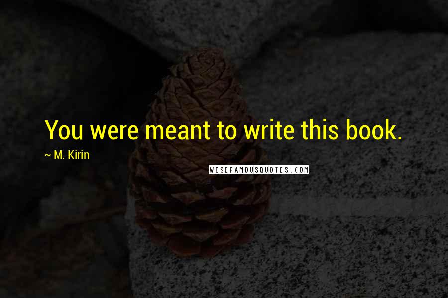 M. Kirin Quotes: You were meant to write this book.