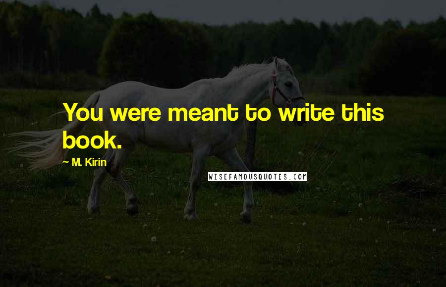 M. Kirin Quotes: You were meant to write this book.