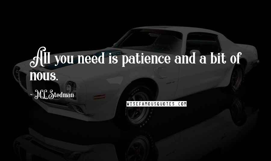 M.L. Stedman Quotes: All you need is patience and a bit of nous.