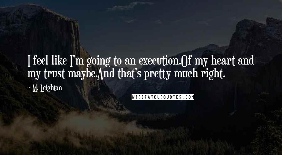 M. Leighton Quotes: I feel like I'm going to an execution.Of my heart and my trust maybe.And that's pretty much right.