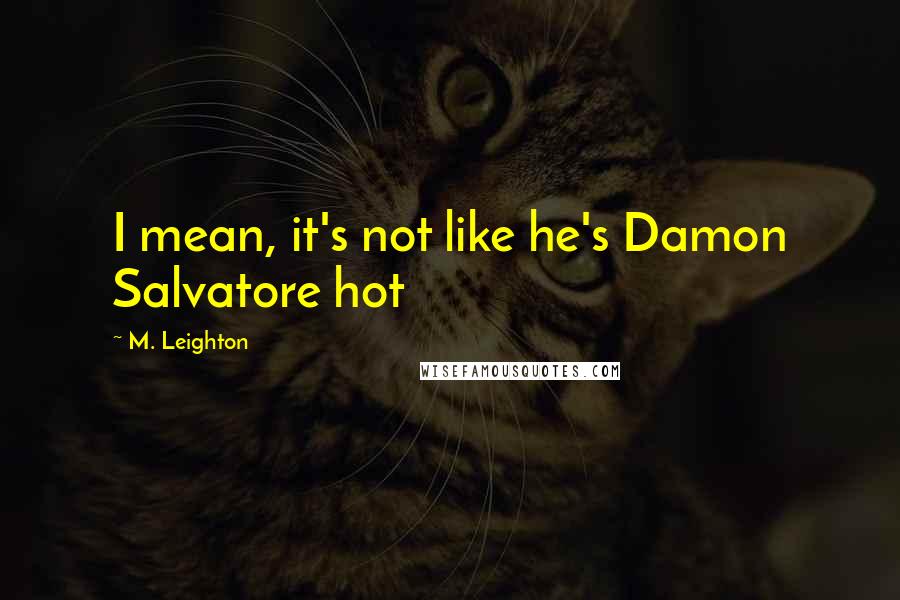 M. Leighton Quotes: I mean, it's not like he's Damon Salvatore hot