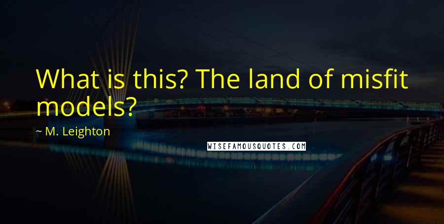 M. Leighton Quotes: What is this? The land of misfit models?