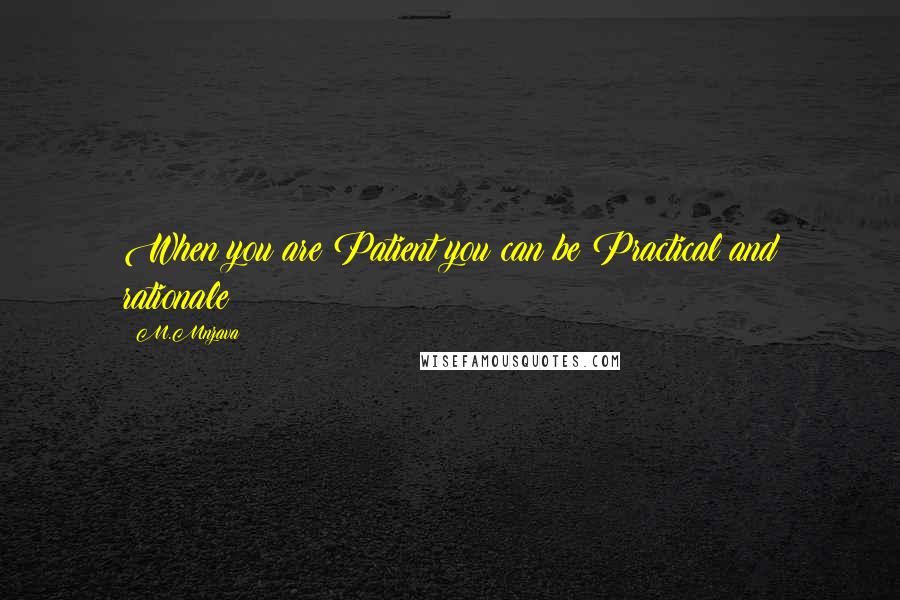 M.Mnzava Quotes: When you are Patient you can be Practical and rationale