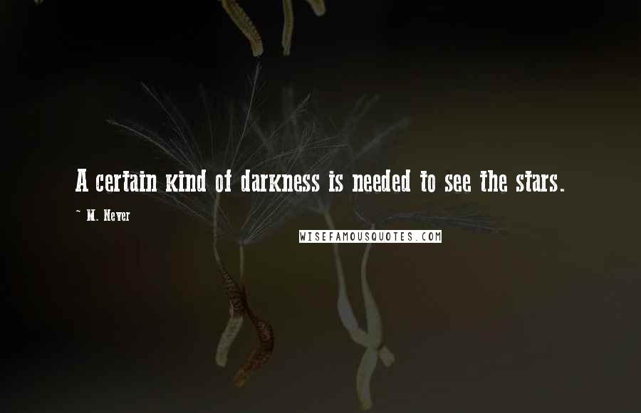 M. Never Quotes: A certain kind of darkness is needed to see the stars.