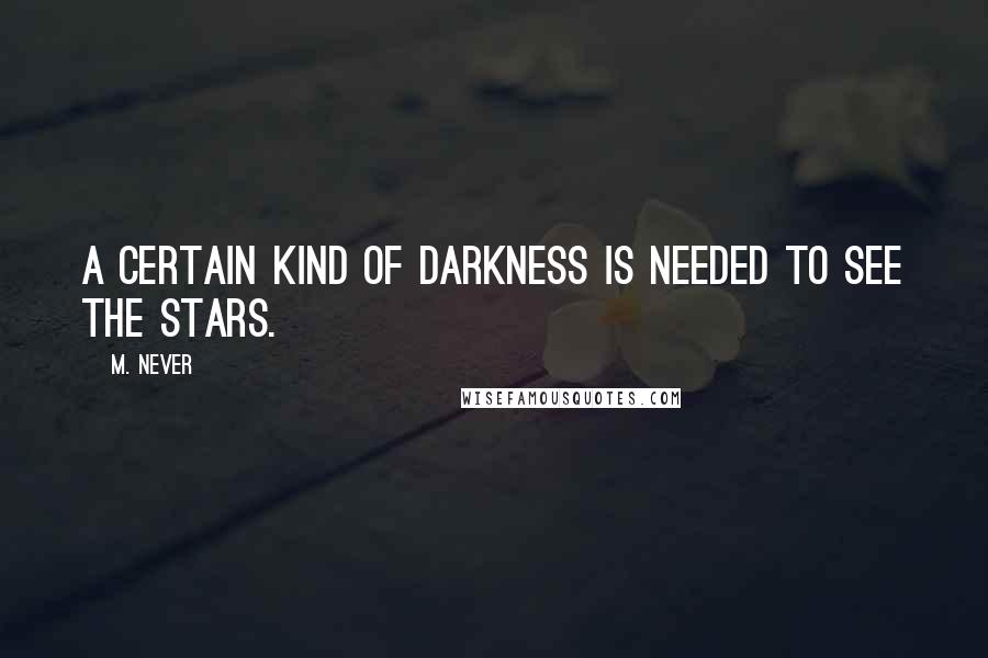 M. Never Quotes: A certain kind of darkness is needed to see the stars.