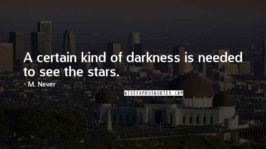 M. Never Quotes: A certain kind of darkness is needed to see the stars.