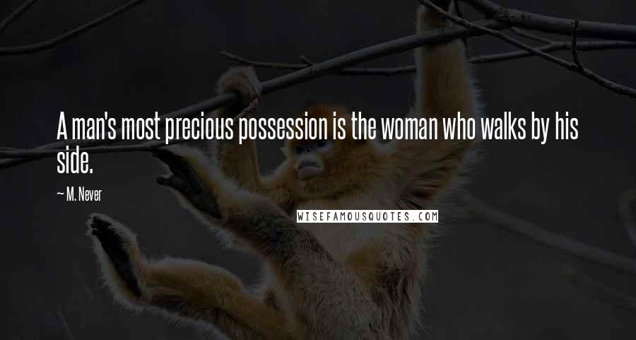 M. Never Quotes: A man's most precious possession is the woman who walks by his side.