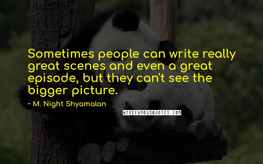 M. Night Shyamalan Quotes: Sometimes people can write really great scenes and even a great episode, but they can't see the bigger picture.