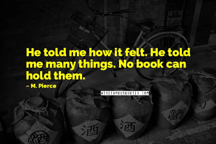 M. Pierce Quotes: He told me how it felt. He told me many things. No book can hold them.