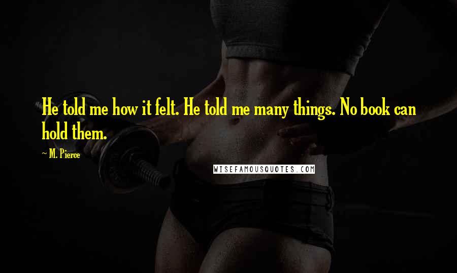 M. Pierce Quotes: He told me how it felt. He told me many things. No book can hold them.