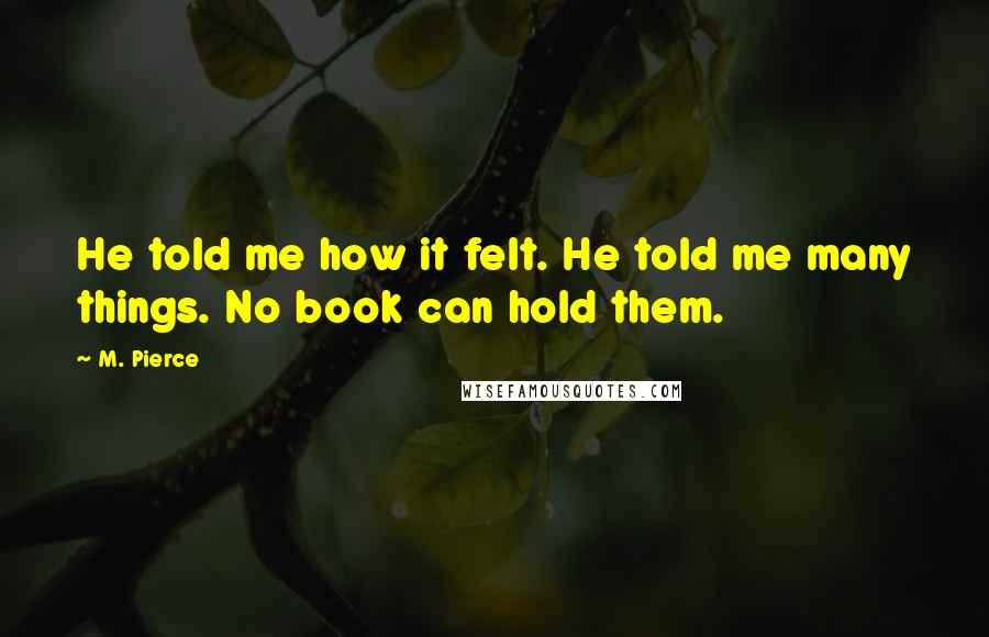 M. Pierce Quotes: He told me how it felt. He told me many things. No book can hold them.