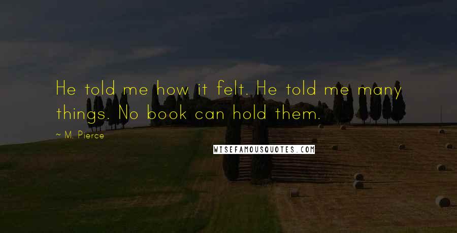 M. Pierce Quotes: He told me how it felt. He told me many things. No book can hold them.