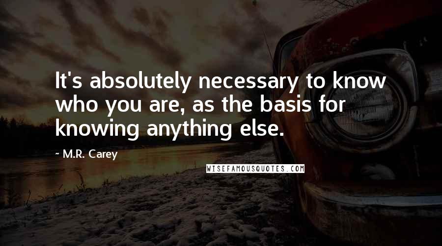M.R. Carey Quotes: It's absolutely necessary to know who you are, as the basis for knowing anything else.