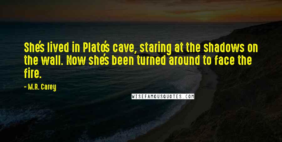 M.R. Carey Quotes: She's lived in Plato's cave, staring at the shadows on the wall. Now she's been turned around to face the fire.