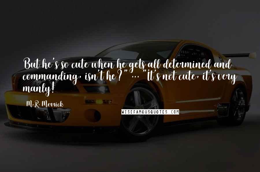 M.R. Merrick Quotes: But he's so cute when he gets all determined and commanding, isn't he?" ... "It's not cute, it's very manly!