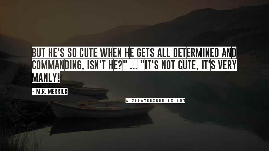 M.R. Merrick Quotes: But he's so cute when he gets all determined and commanding, isn't he?" ... "It's not cute, it's very manly!