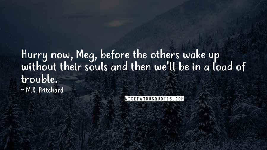 M.R. Pritchard Quotes: Hurry now, Meg, before the others wake up without their souls and then we'll be in a load of trouble.