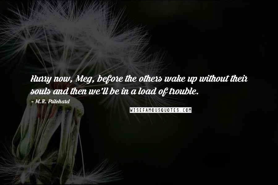 M.R. Pritchard Quotes: Hurry now, Meg, before the others wake up without their souls and then we'll be in a load of trouble.