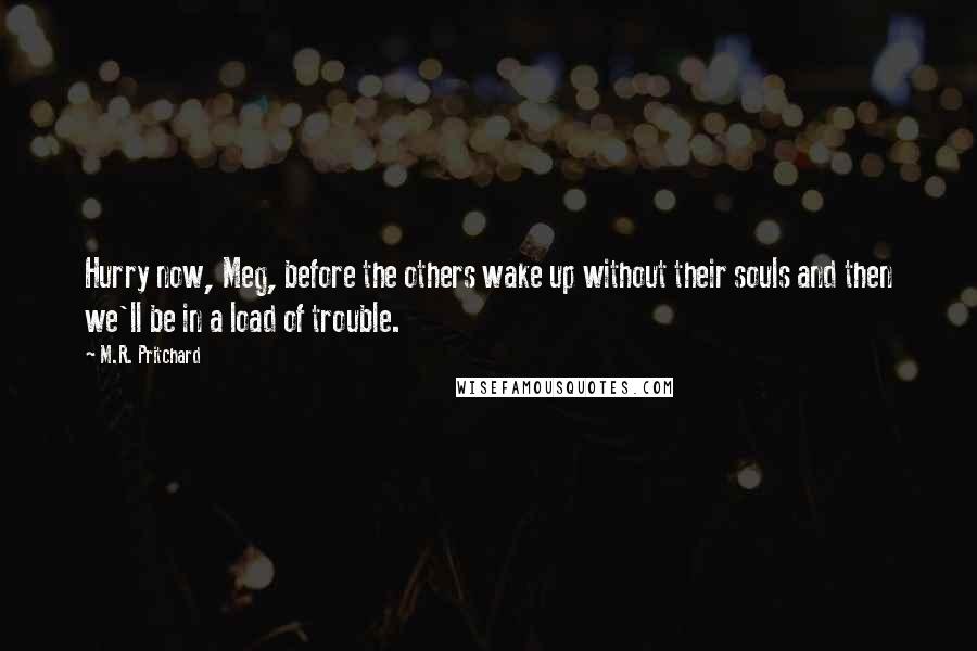 M.R. Pritchard Quotes: Hurry now, Meg, before the others wake up without their souls and then we'll be in a load of trouble.